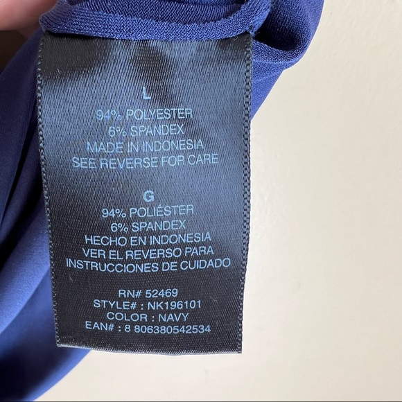 NORMA KAMALI Navy V-Neck Ruched Dress Size Large MSRP $120 - Picture 6 of 7